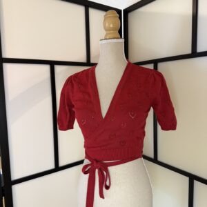 TopVintage – Red Heart Wrap Top (Size XS)