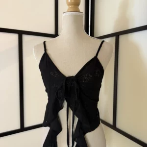 Sheer Tie-Front Ruffle Top – Size XS – New