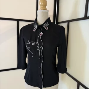 Banned Apparel Embroidered Cat Blouse – Size XS – New