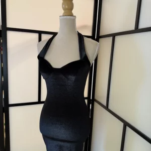 Black Shimmer Halter Bodycon Dress – Size XS – New