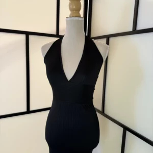 Black Halter Ribbed Bodycon Dress – Size XS – New