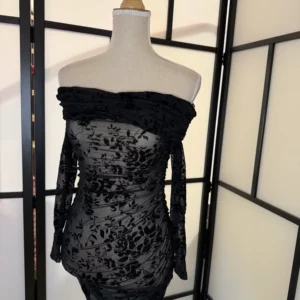 Black Mesh Off-Shoulder Dress – XS – Never Worn