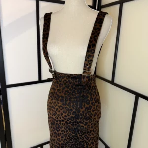 Collectif Leopard Pencil Dress with Braces – L (fits S/M) – Good Condition