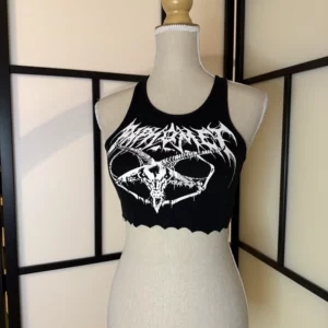 Baphomet Graphic Crop Top – Size XS – Worn Condition