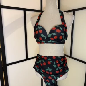 Italian Cherry Print Bikini Set – S/M – New