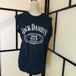 Jack Daniel’s Graphic Cut-Off Shirt – Black – Size M – Used Condition