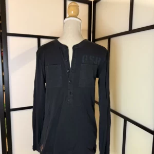 G-Star Raw Long Sleeve Henley – Black – Size M – Used