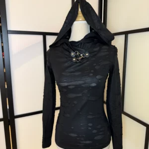 Devil Fashion Hooded Gothic Top – Black – Size S – New